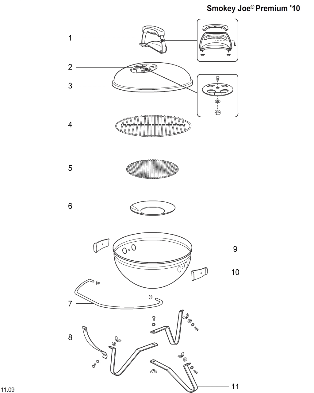 Weber 80703 Deksel Smokey joe Ivoor