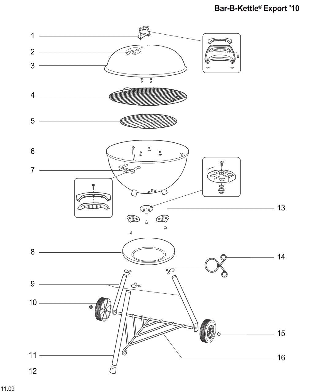 Weber 80748 6" Wheel (set of 2) w/black wall