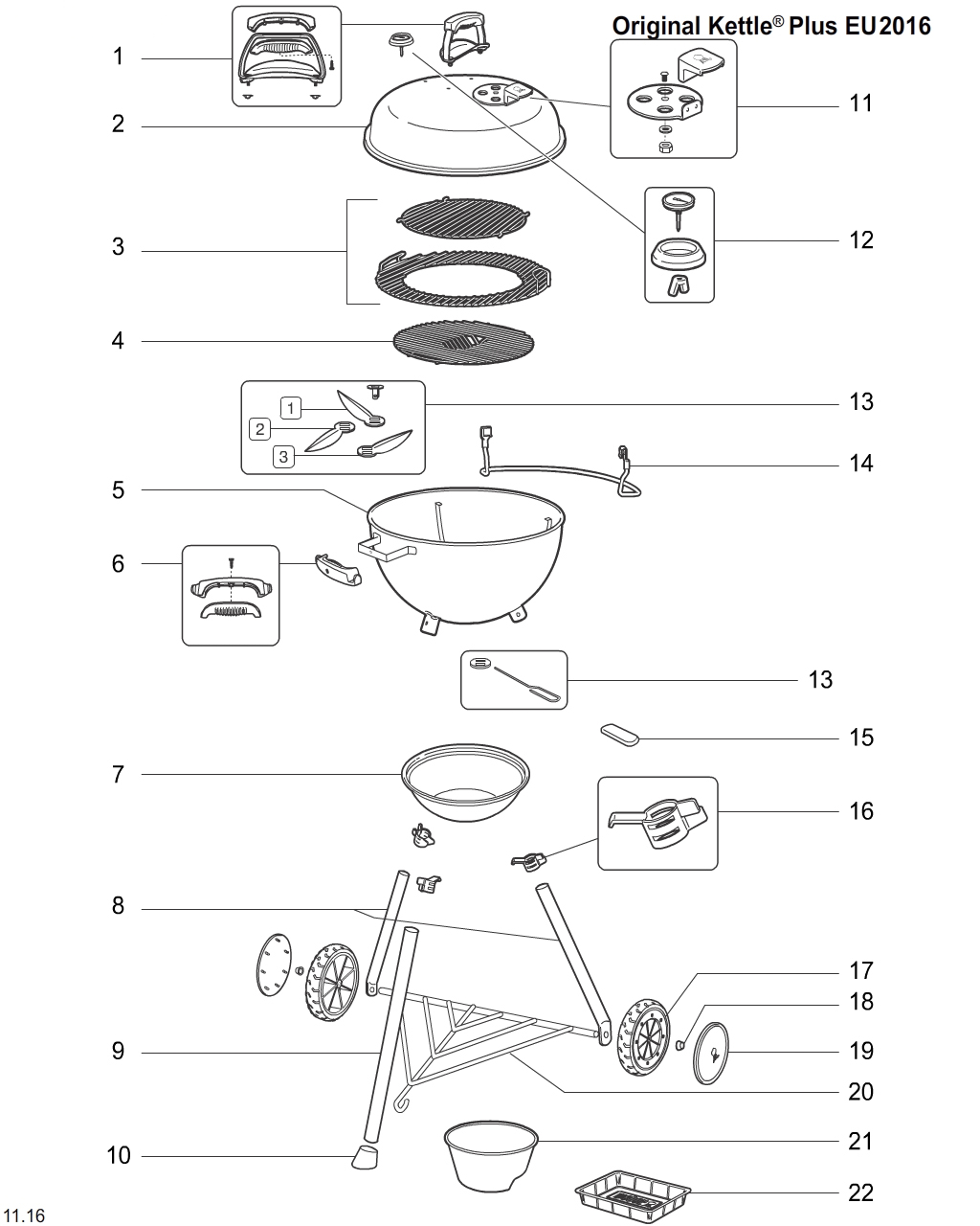 Weber 66788 Red cap for front leg, Kettle Plus
