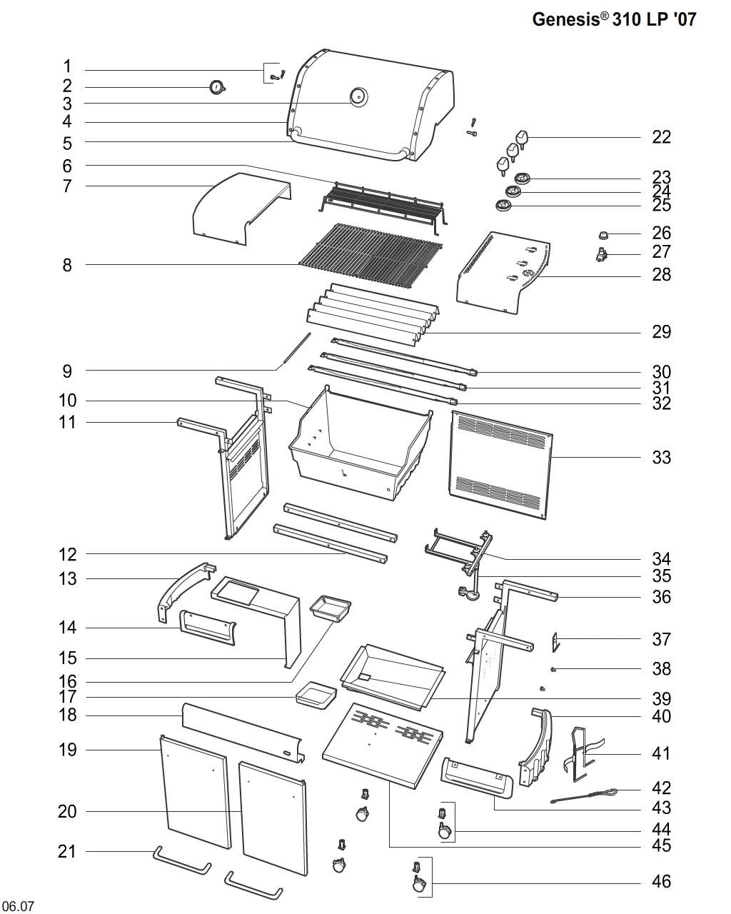 Weber 68230 Lid assembly, Genesis 300 '11, SS (RVS)