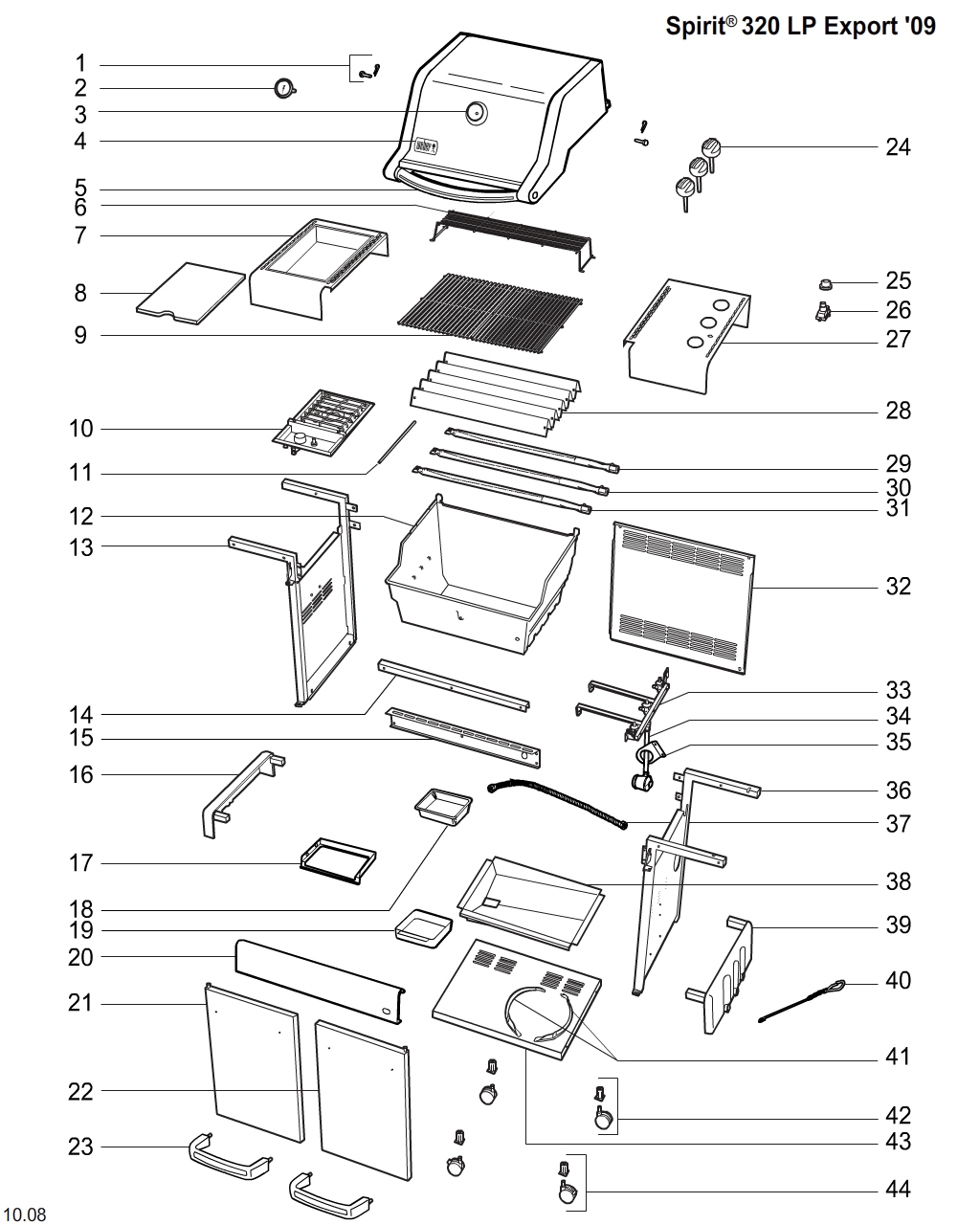 Weber 91402 LP manifold assembly, Spirit 320 '09, 29/37mb