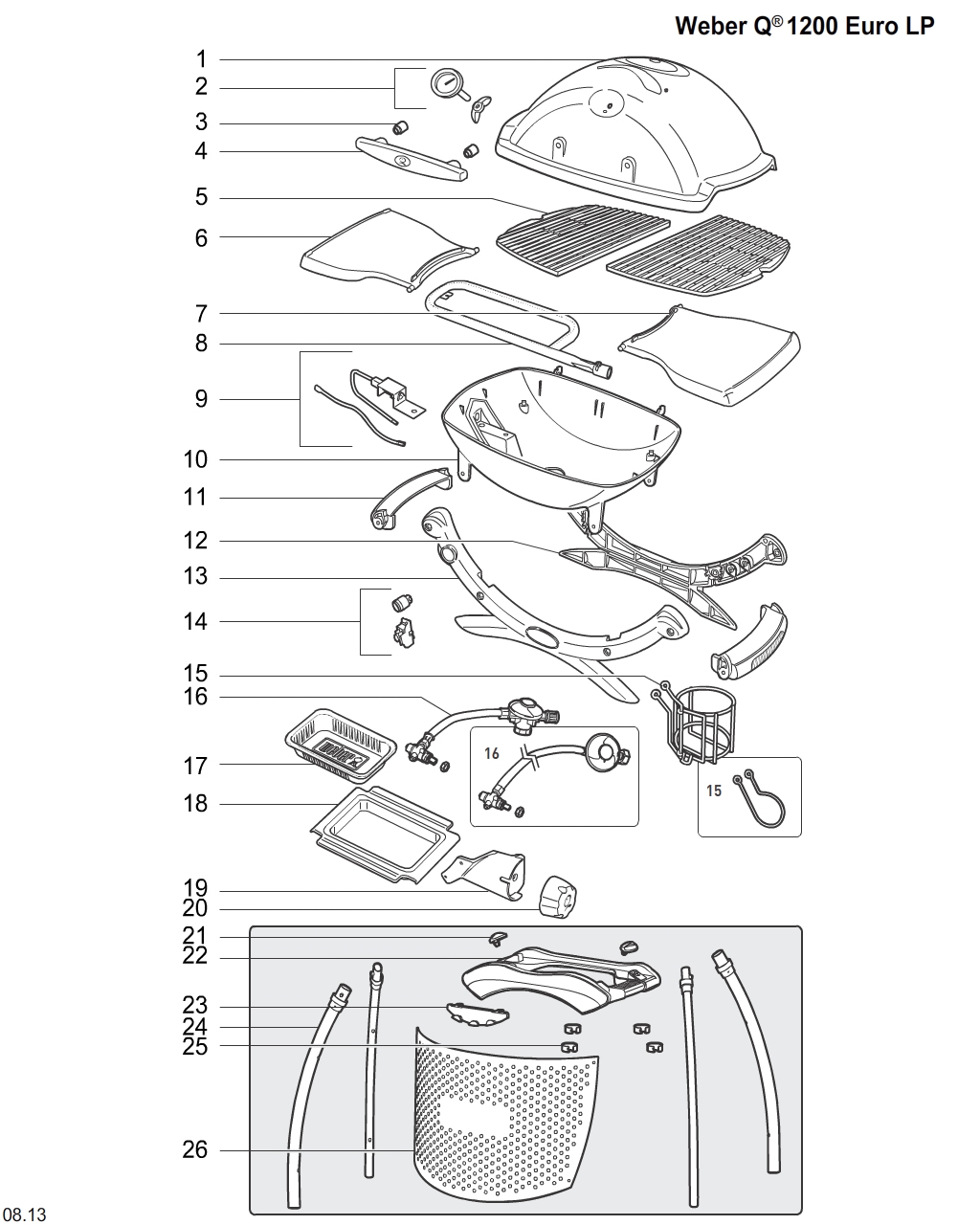 Weber 66635 Hardware brander vervanging Q