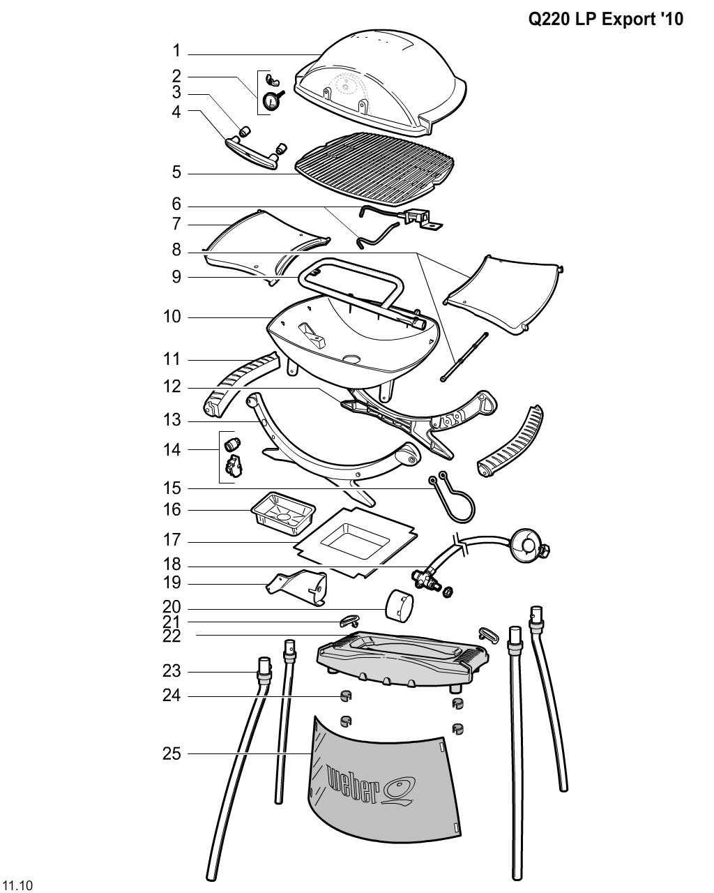 Weber 65762 HOSE/VALVE 90CM 37MB Q200, export