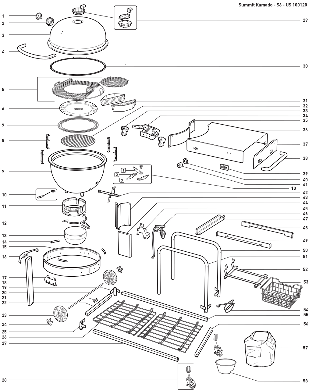 Weber 65816 Middle grate/diffuser support Summit Charcoal 2016 & Summit Kamado E6 & S6
